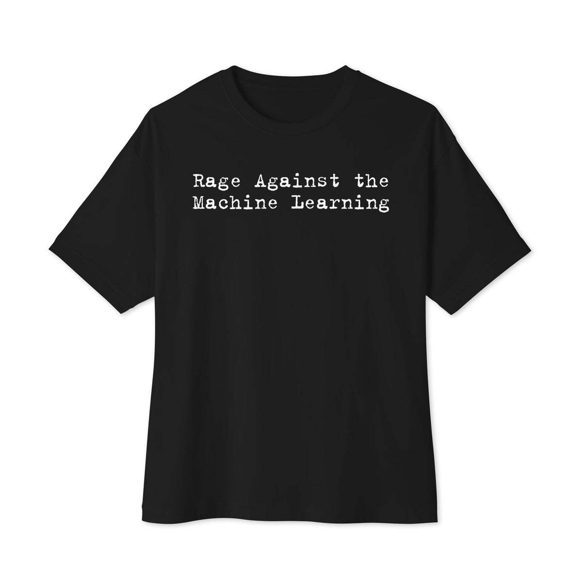 Rage Against the Machine Learning black oversized boxy tee, front view