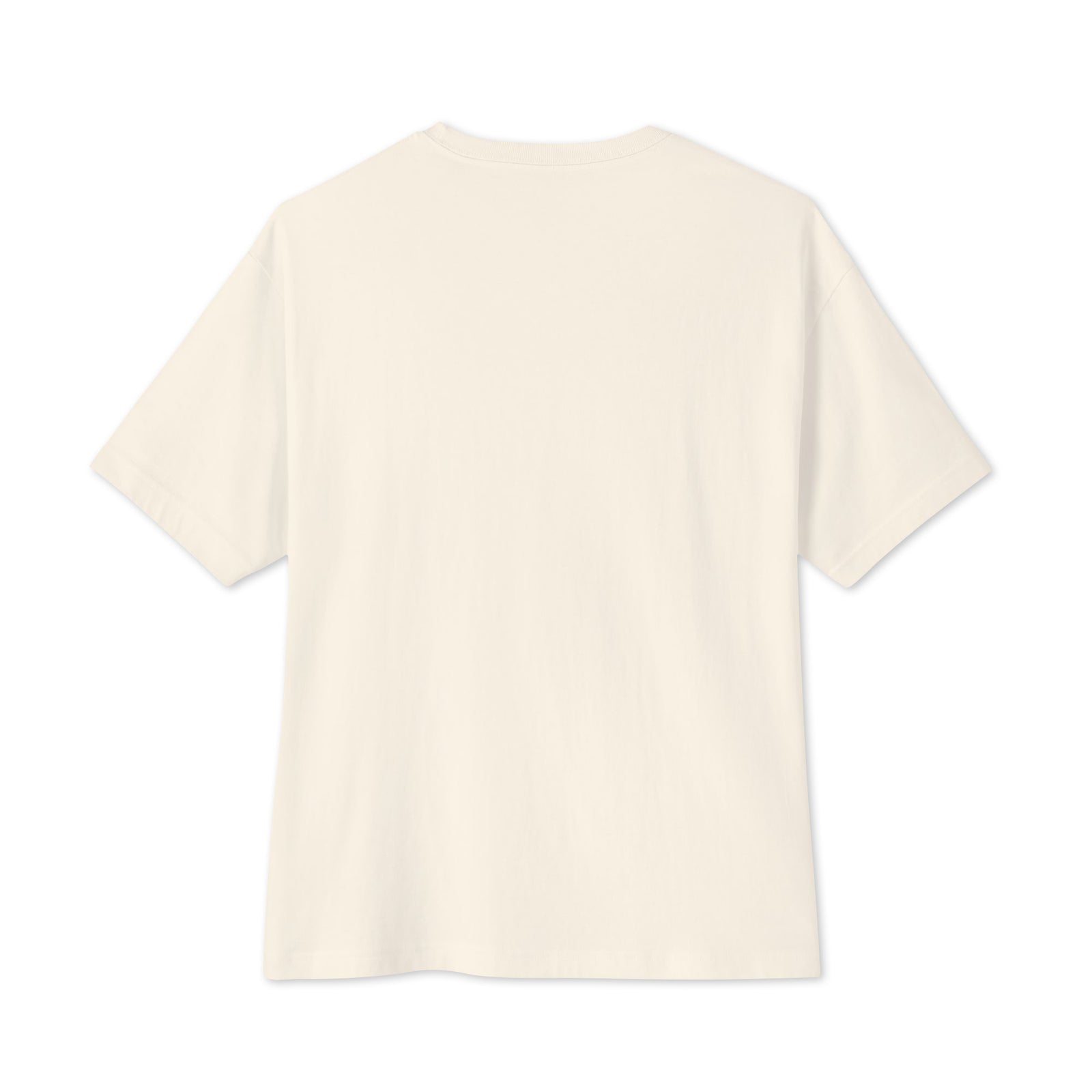 Natural oversized boxy T-shirt, plain back view showing dropped shoulders