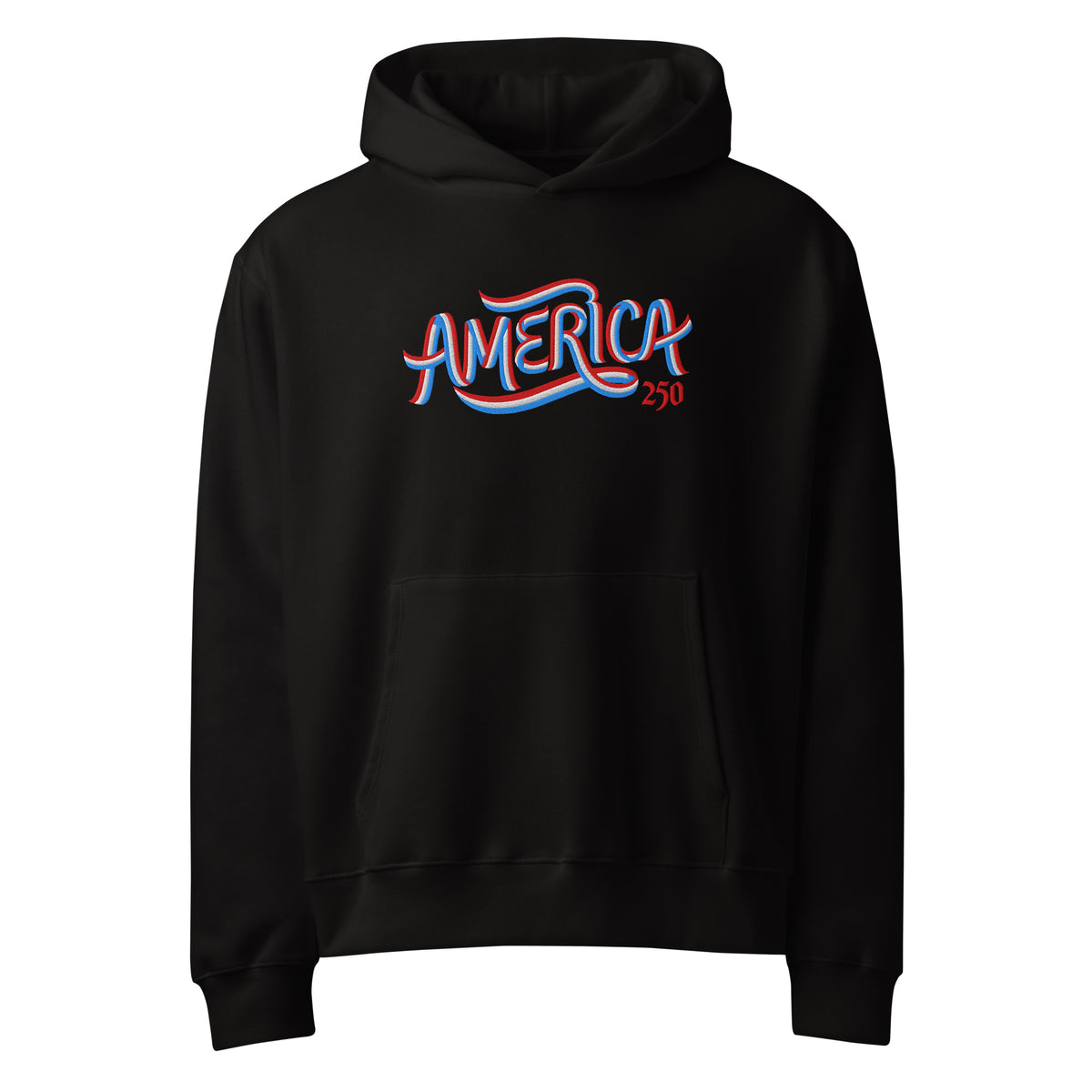 America 250 limited-release oversized heavyweight hoodie with embroidered ribbon artwork