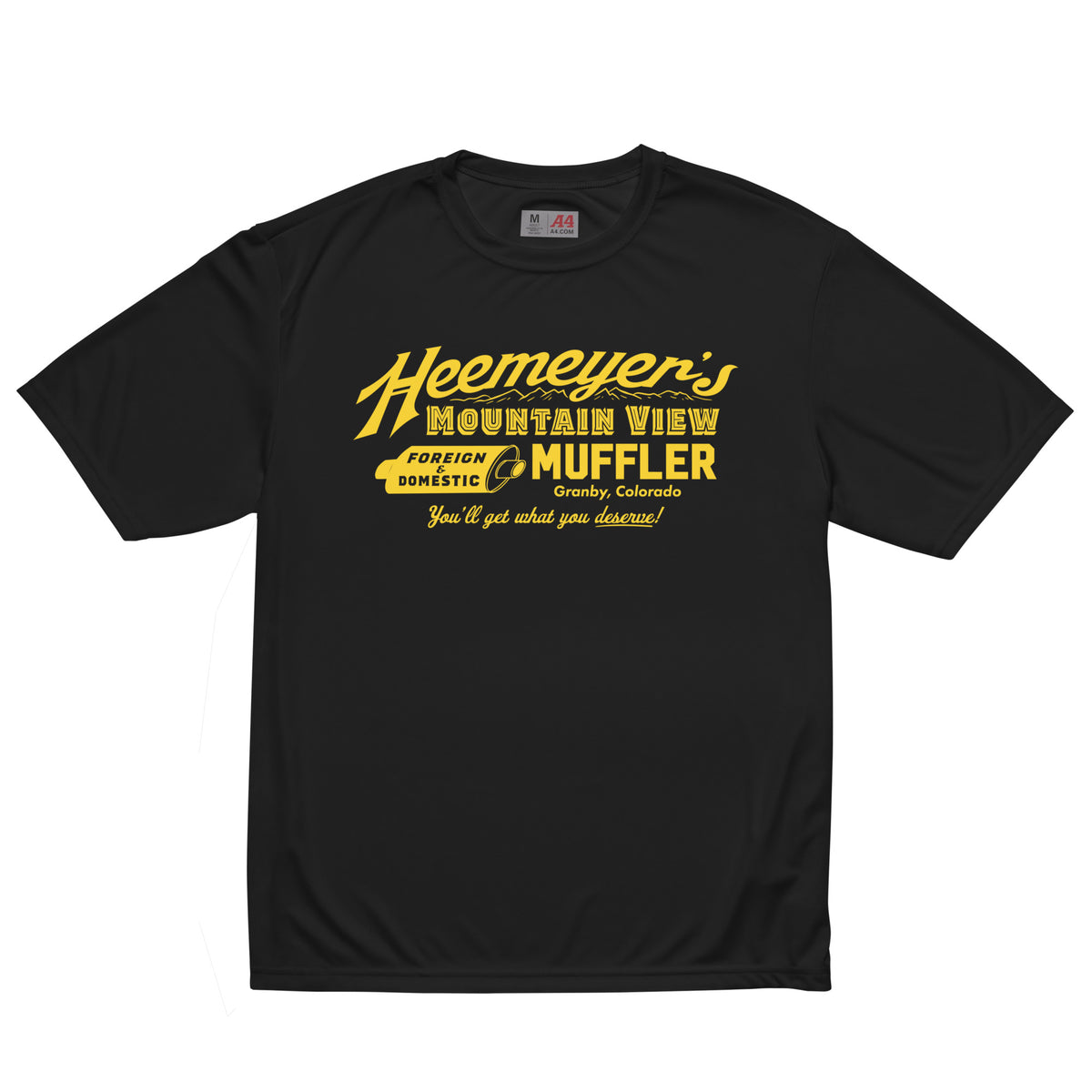 Heemeyer&#39;s Mountain View Muffler Performance T-Shirt