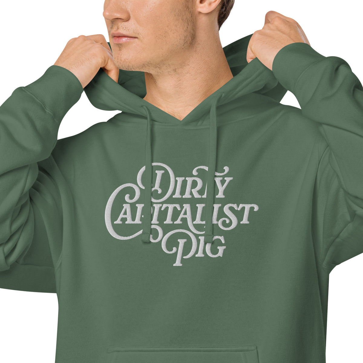 Dirty Capitalist Pig Pigment-dyed Embroidered Pullover Hoodie