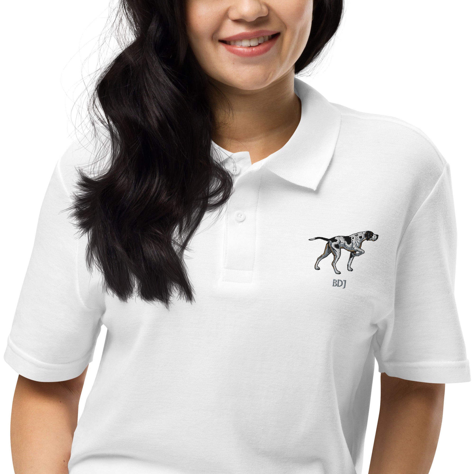 Pointer Dog Custom Embroidery Unisex Pique Polo Shirt
