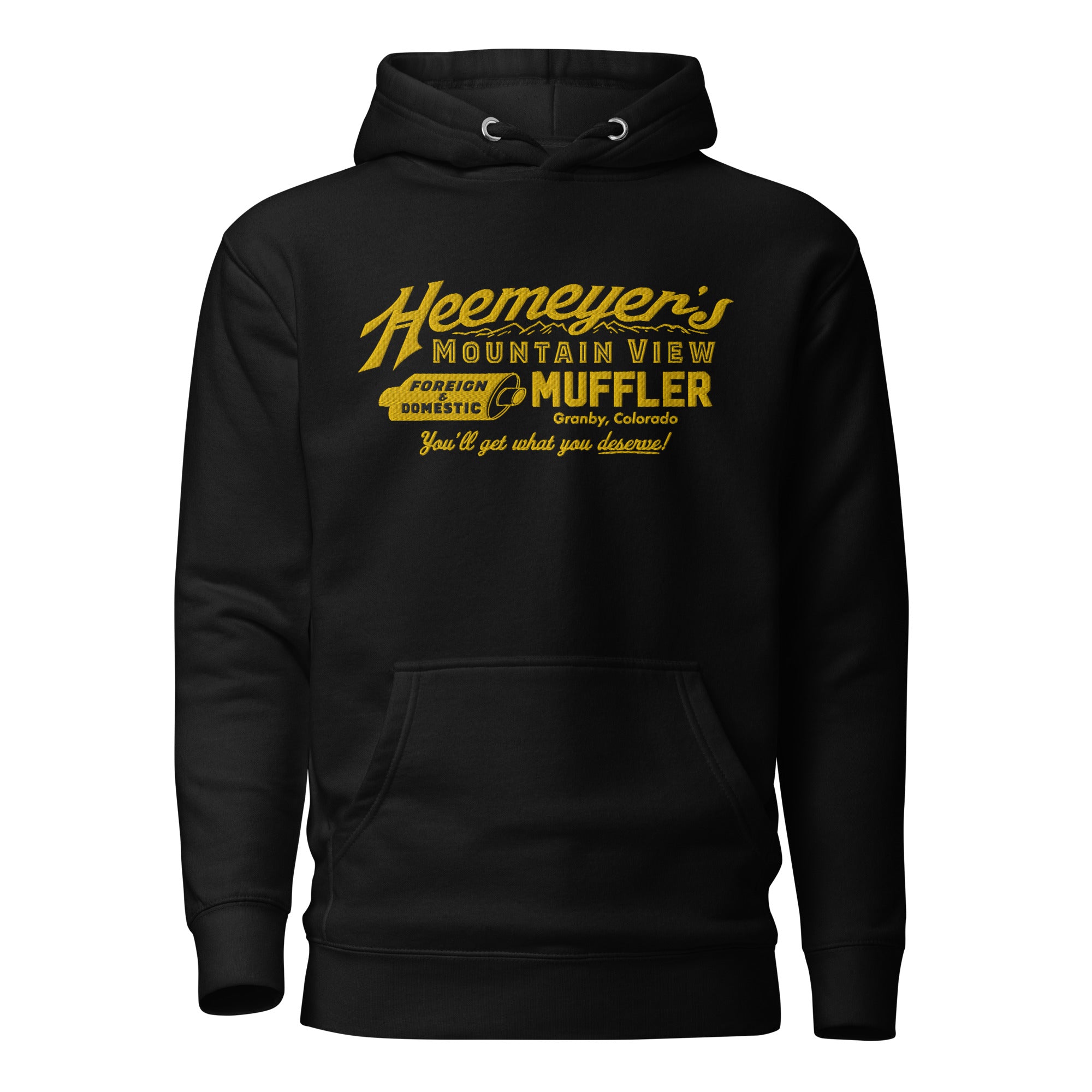 Heemeyer's Mountain View Muffler Deluxe Embroidered Hoodie
