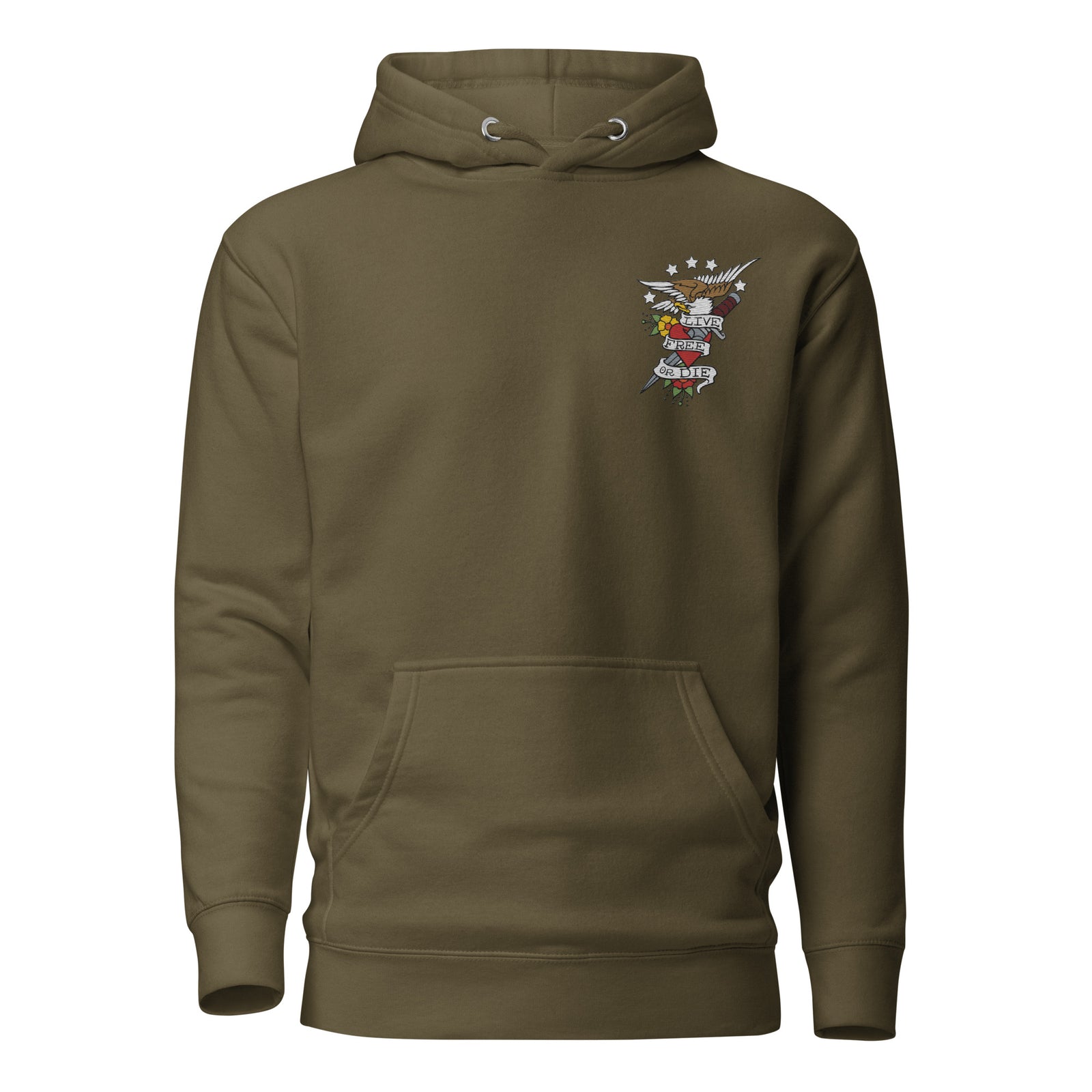 Live Free or Doe Eagle Embroidered Hoodie