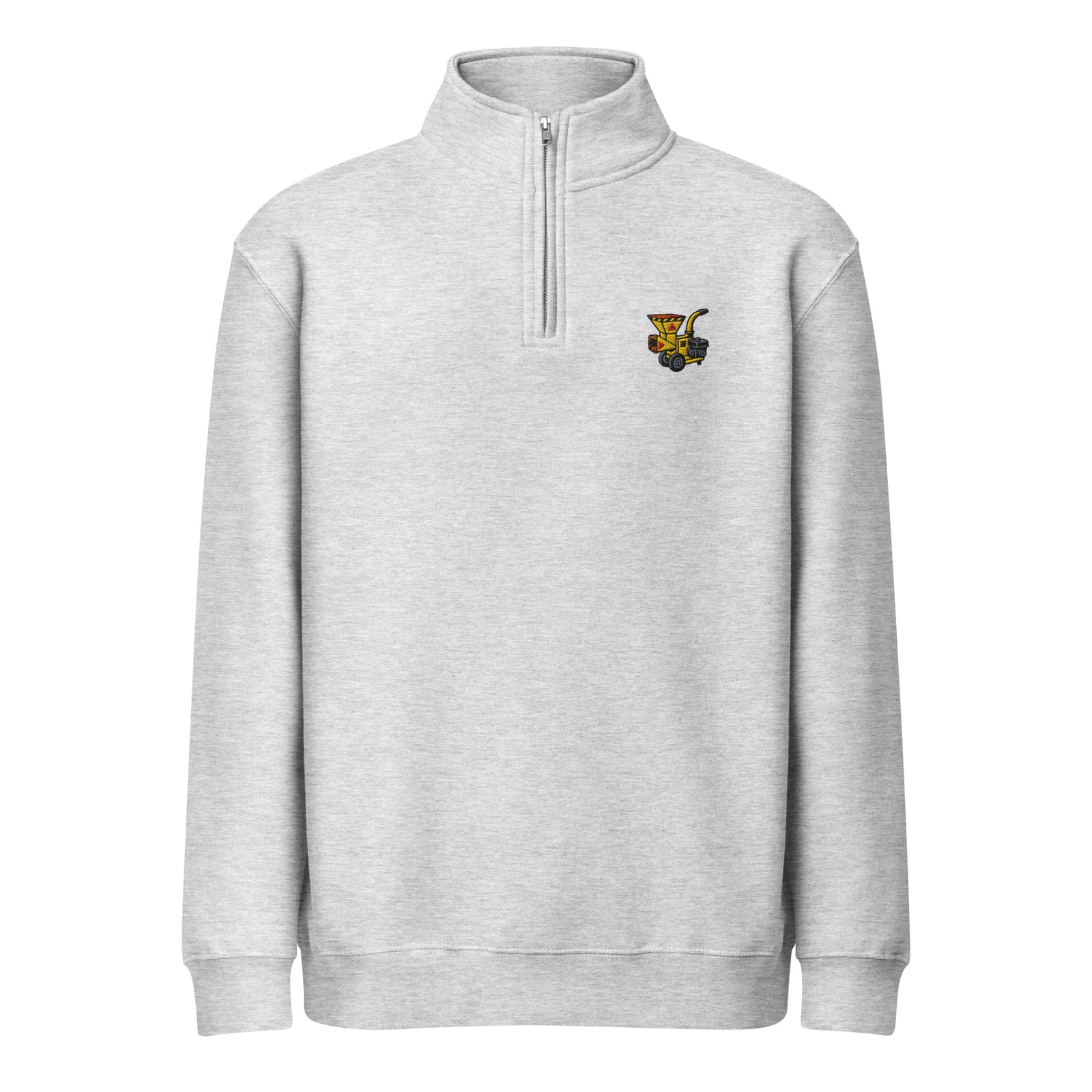 Gray Woodchipper 1/4 Zip Pullover Embroidered Sweatshirt against a white background