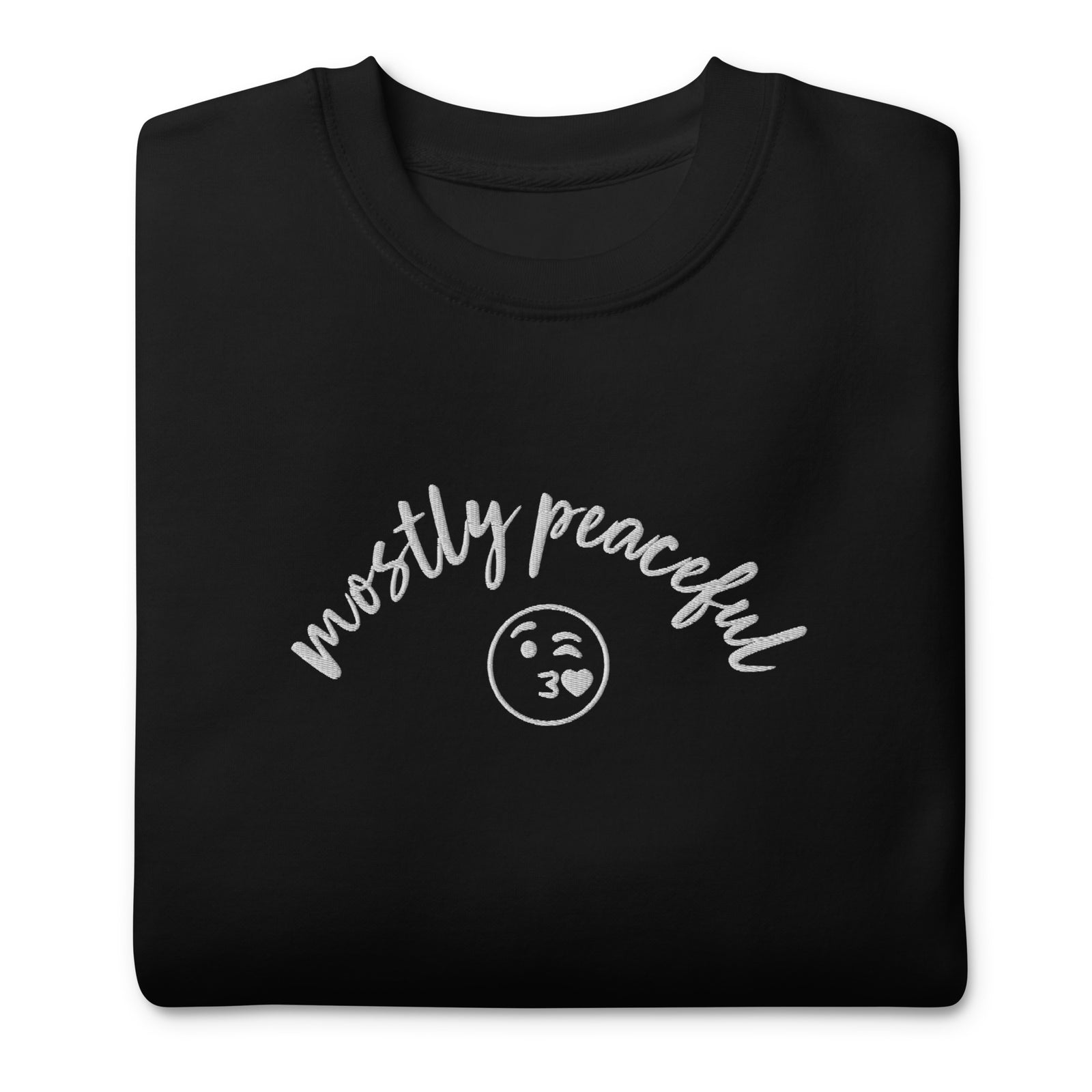 Mostly Peaceful Embroidered Crewneck Sweatshirt