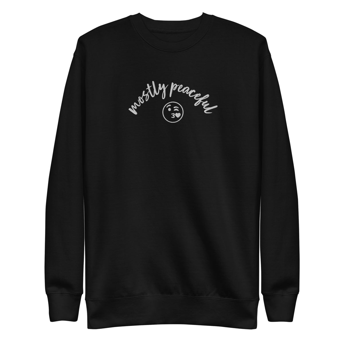 Mostly Peaceful Embroidered Crewneck Sweatshirt