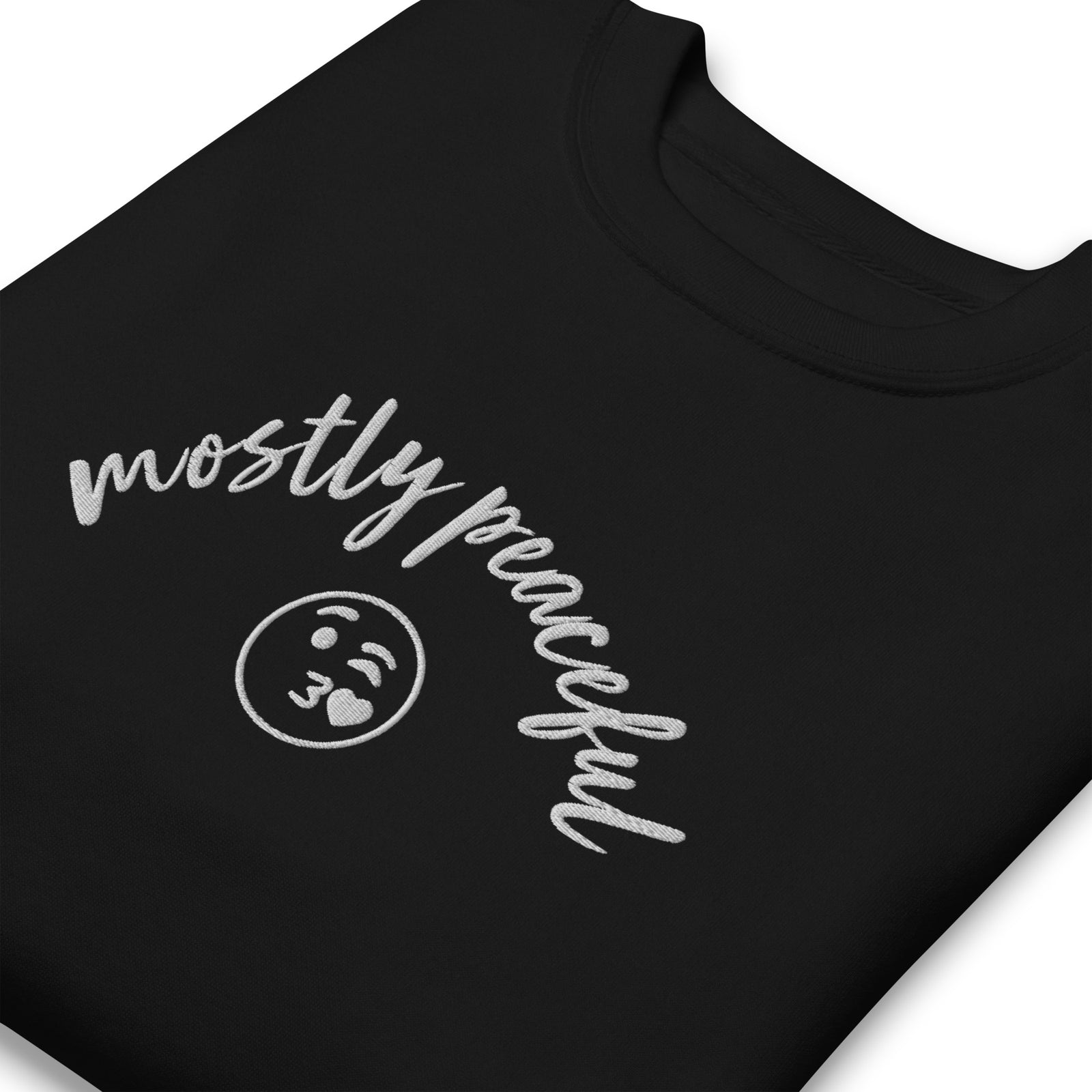 Mostly Peaceful Embroidered Crewneck Sweatshirt