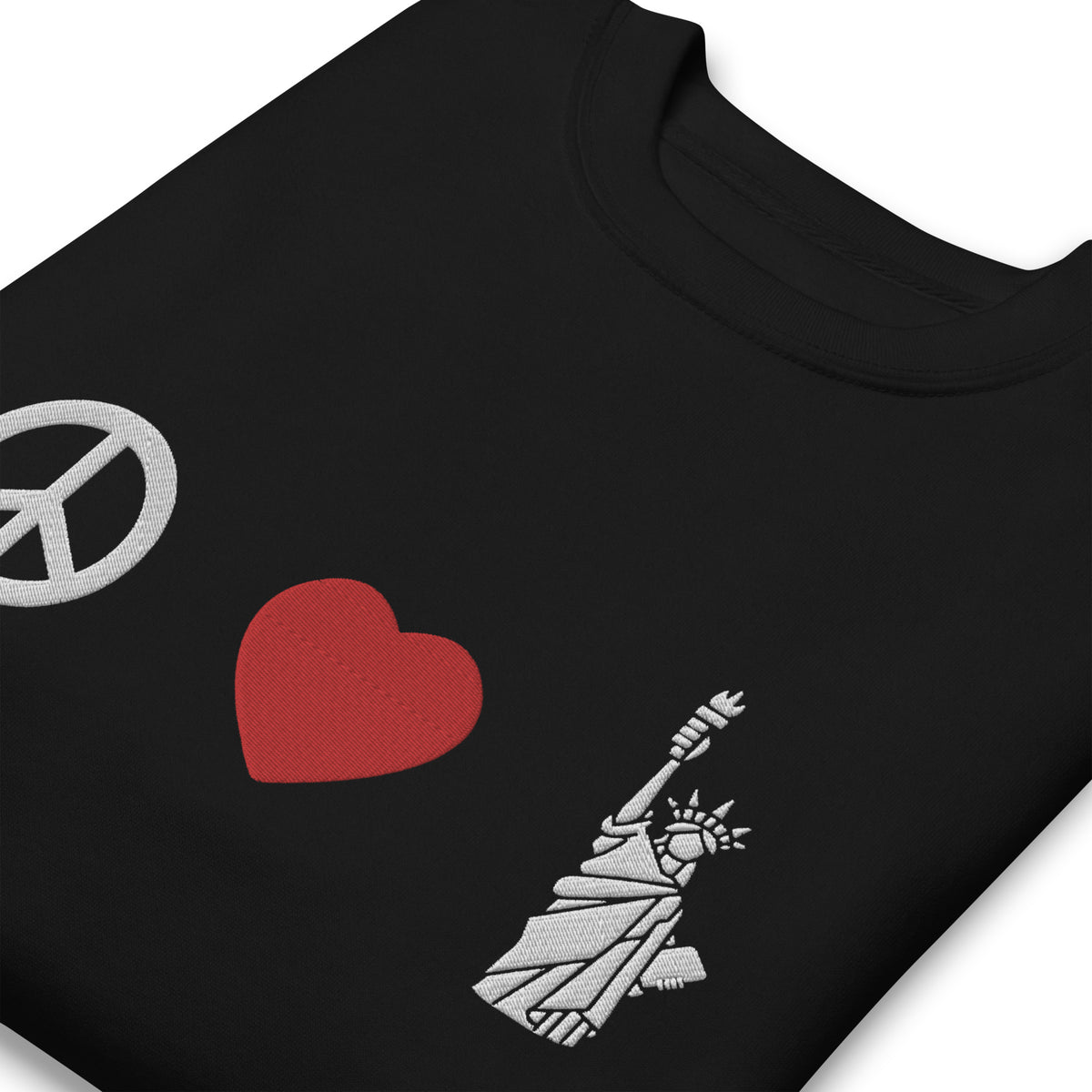 Peace Love Liberty Embroidered Crewneck Sweatshirt