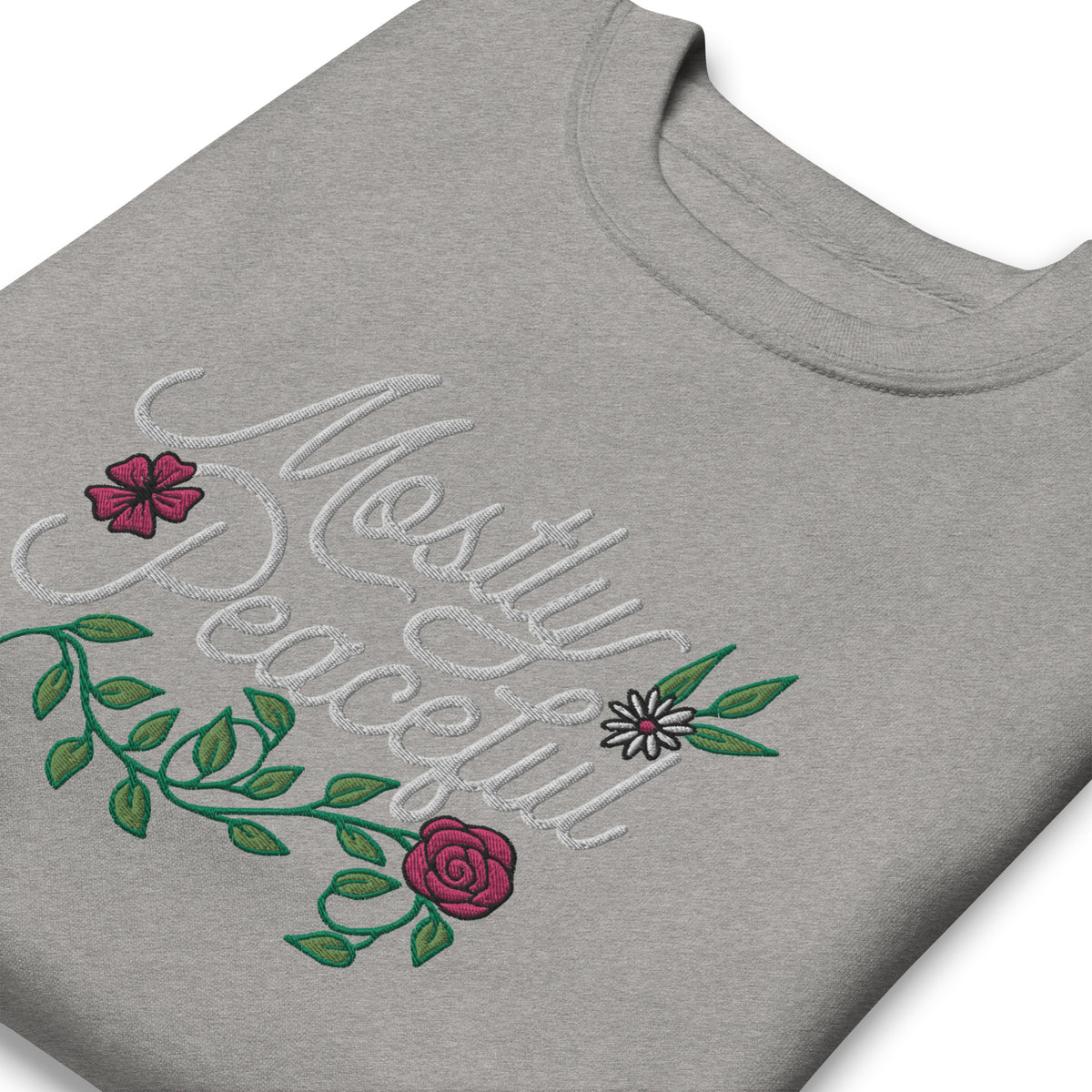 Mostly Peaceful Embroidered Crewneck Sweatshirt