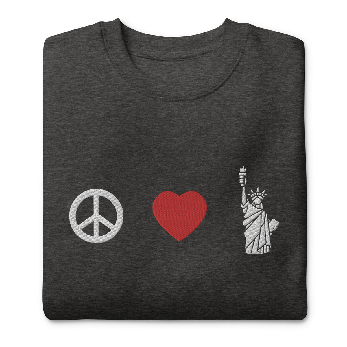 Peace Love Liberty Embroidered Crewneck Sweatshirt