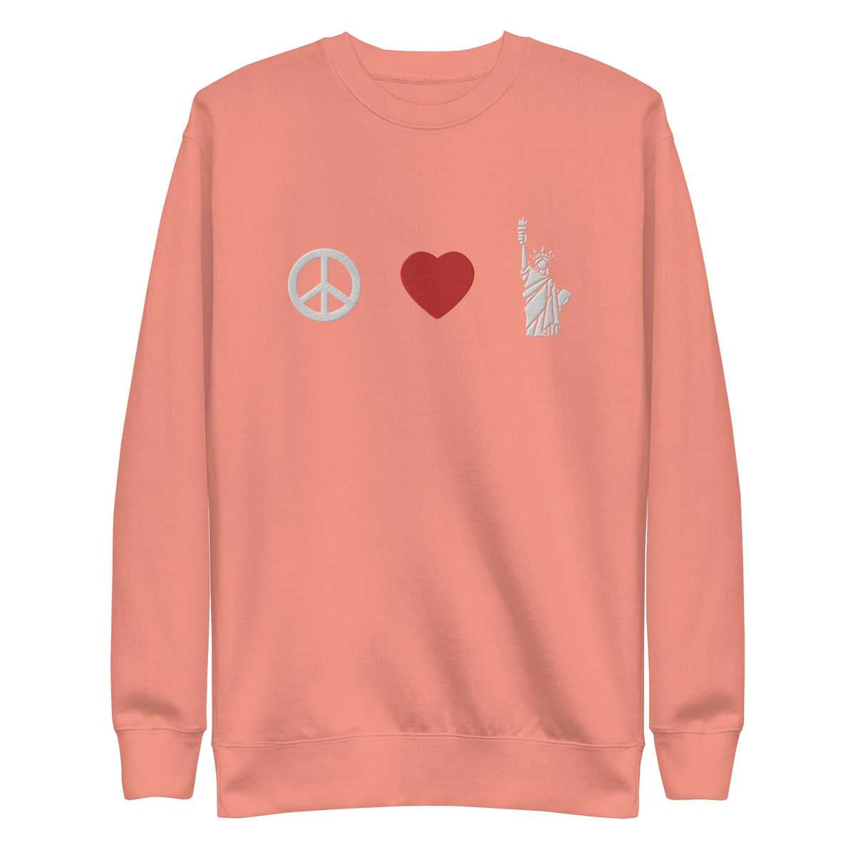 Peace Love Liberty Embroidered Crewneck Sweatshirt
