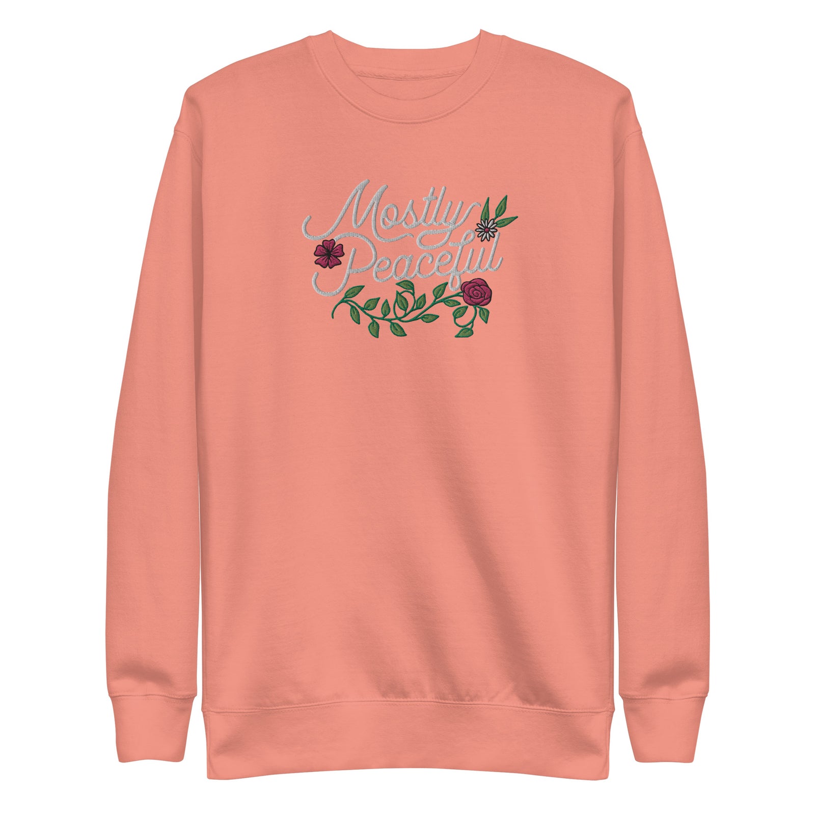 Mostly Peaceful Embroidered Crewneck Sweatshirt
