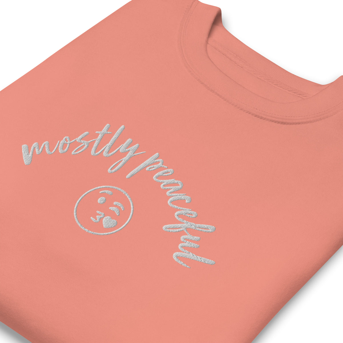 Mostly Peaceful Embroidered Crewneck Sweatshirt