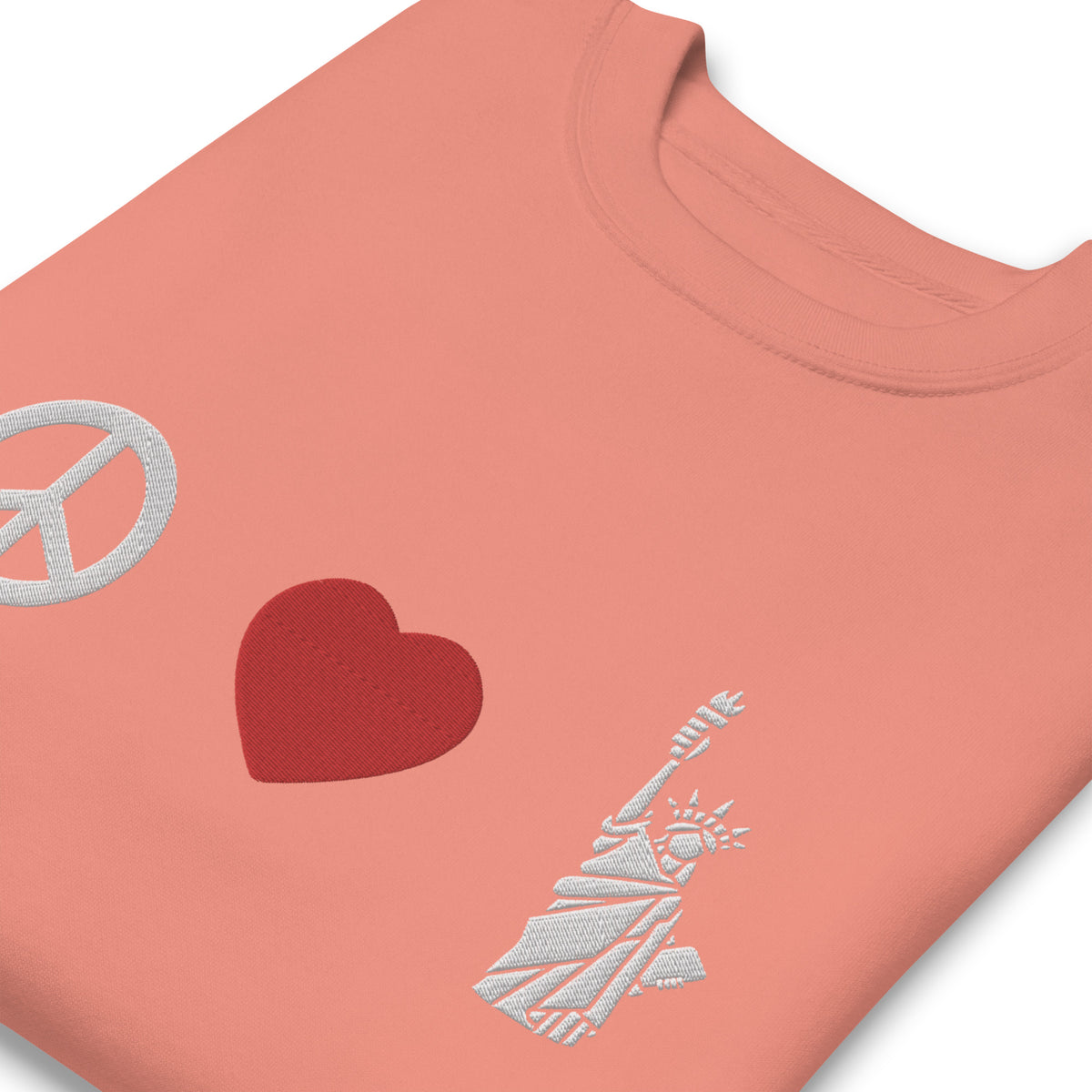Peace Love Liberty Embroidered Crewneck Sweatshirt
