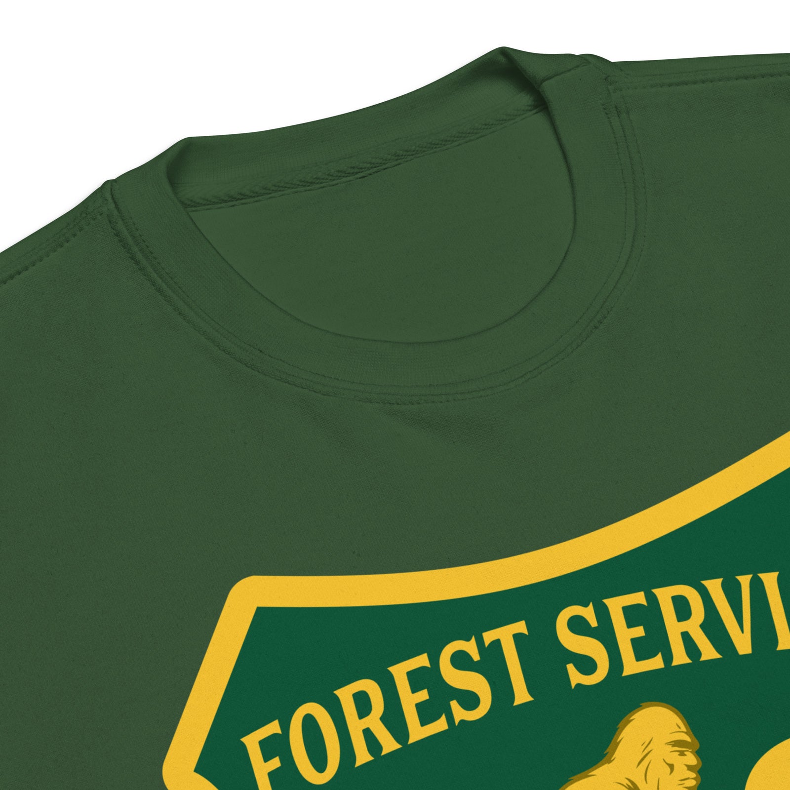Green shirt with 'Forest Service' text and bear graphic on a white background
