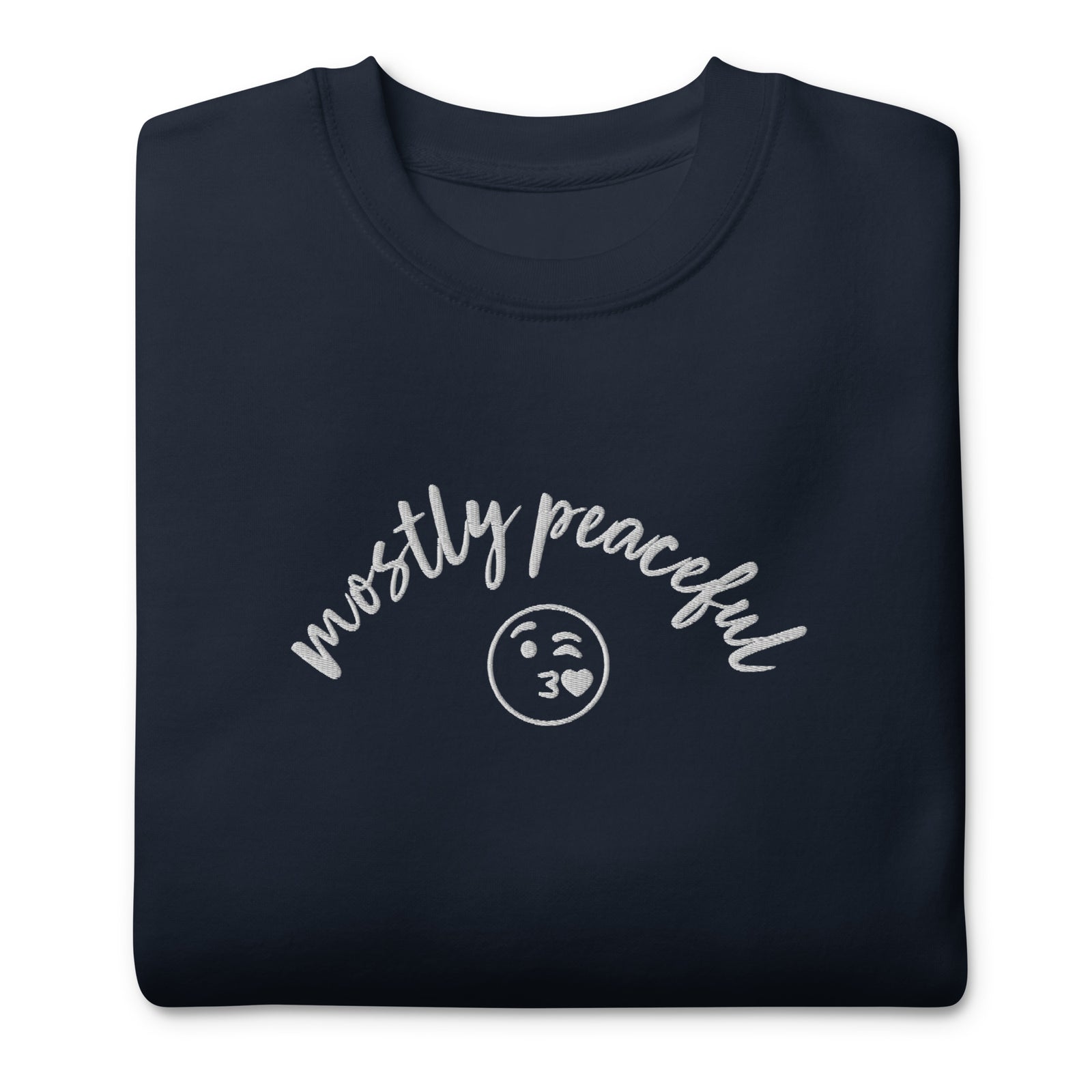 Mostly Peaceful Embroidered Crewneck Sweatshirt