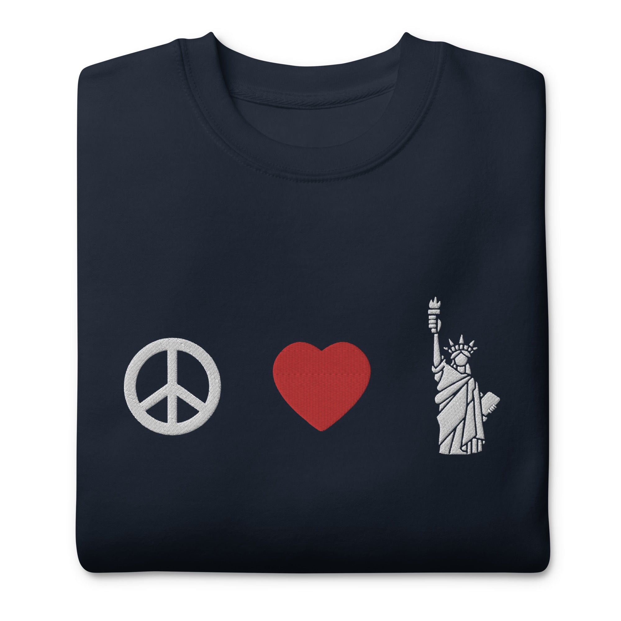Peace Love Liberty Embroidered Crewneck Sweatshirt