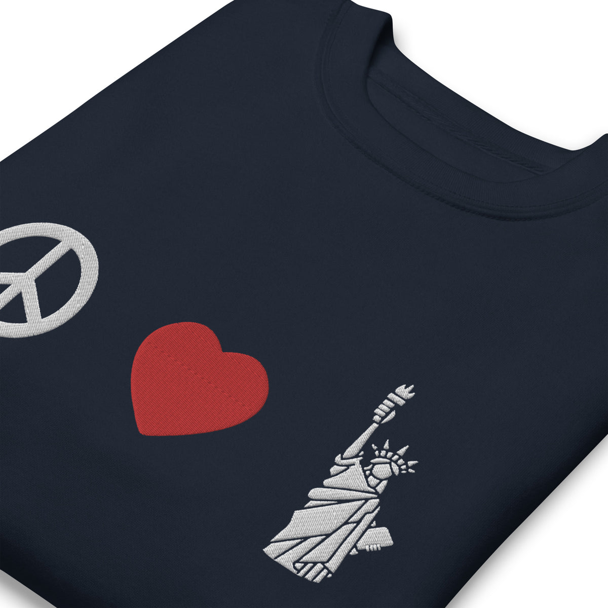 Peace Love Liberty Embroidered Crewneck Sweatshirt
