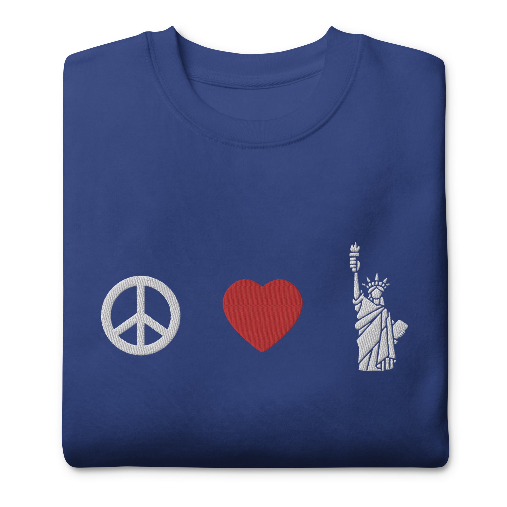 Peace Love Liberty Embroidered Crewneck Sweatshirt