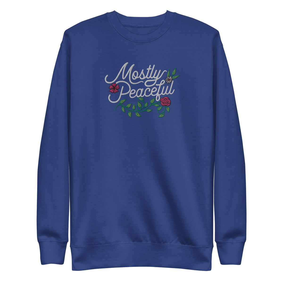 Mostly Peaceful Embroidered Crewneck Sweatshirt