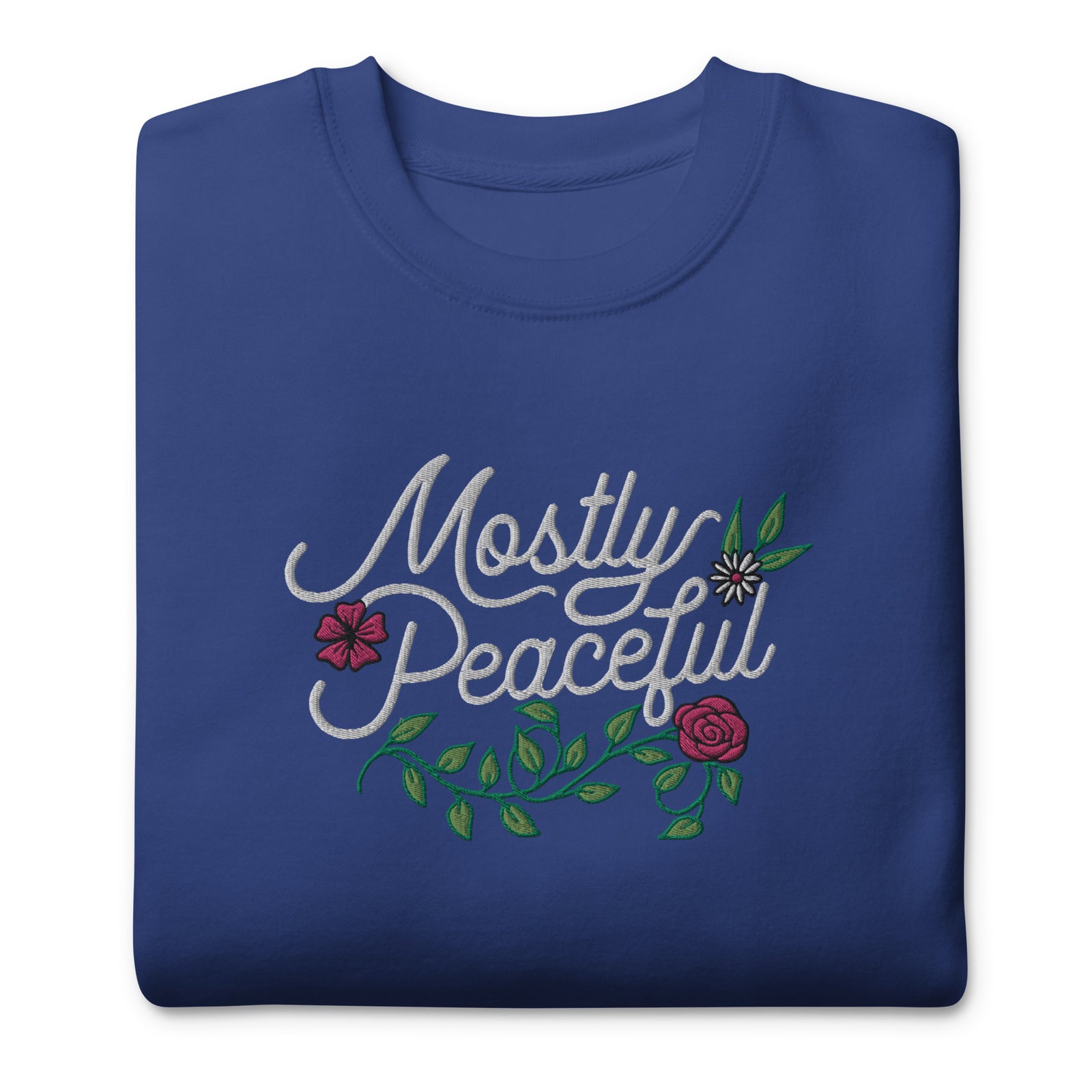 Mostly Peaceful Embroidered Crewneck Sweatshirt
