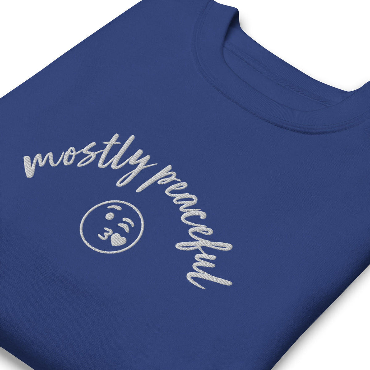 Mostly Peaceful Embroidered Crewneck Sweatshirt