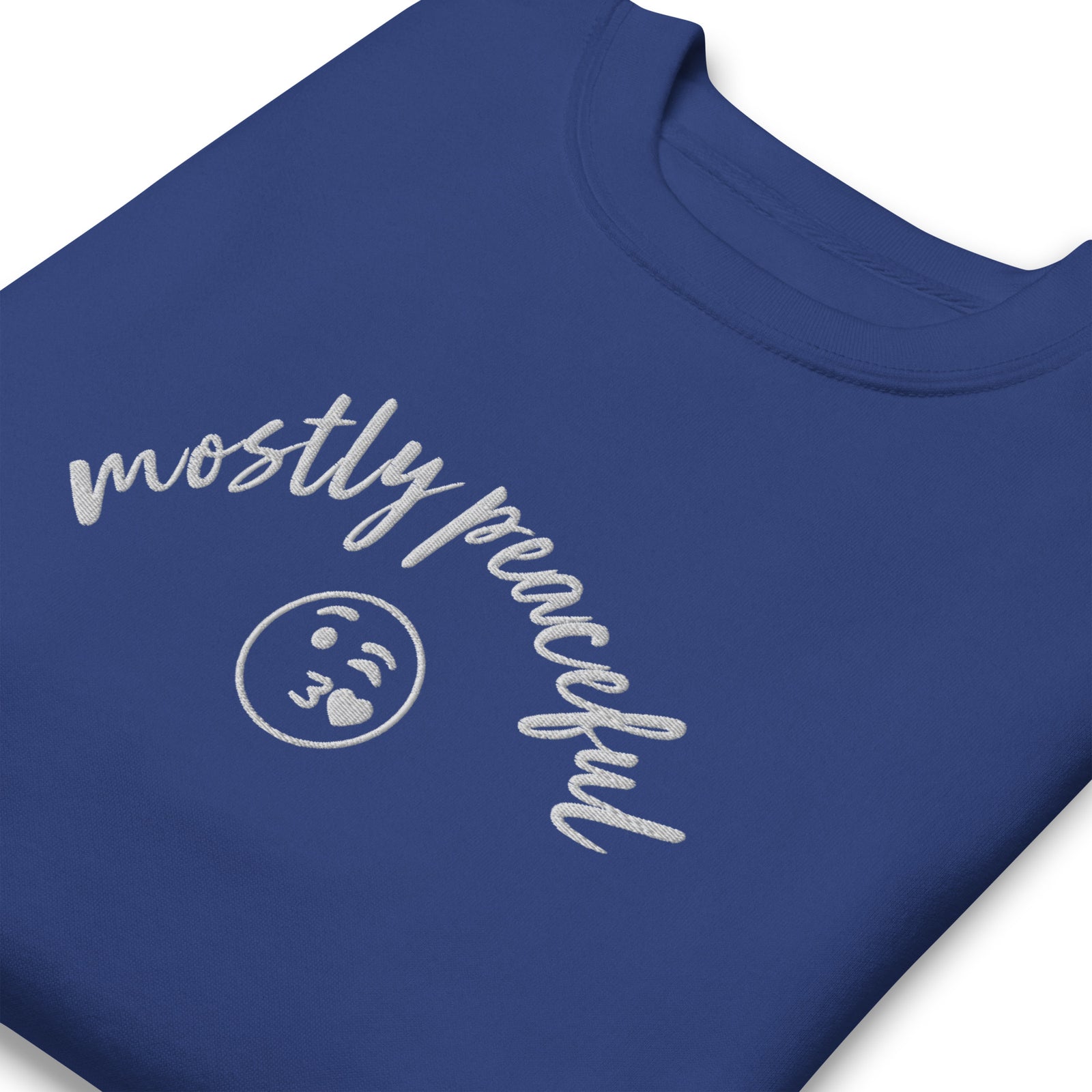 Mostly Peaceful Embroidered Crewneck Sweatshirt
