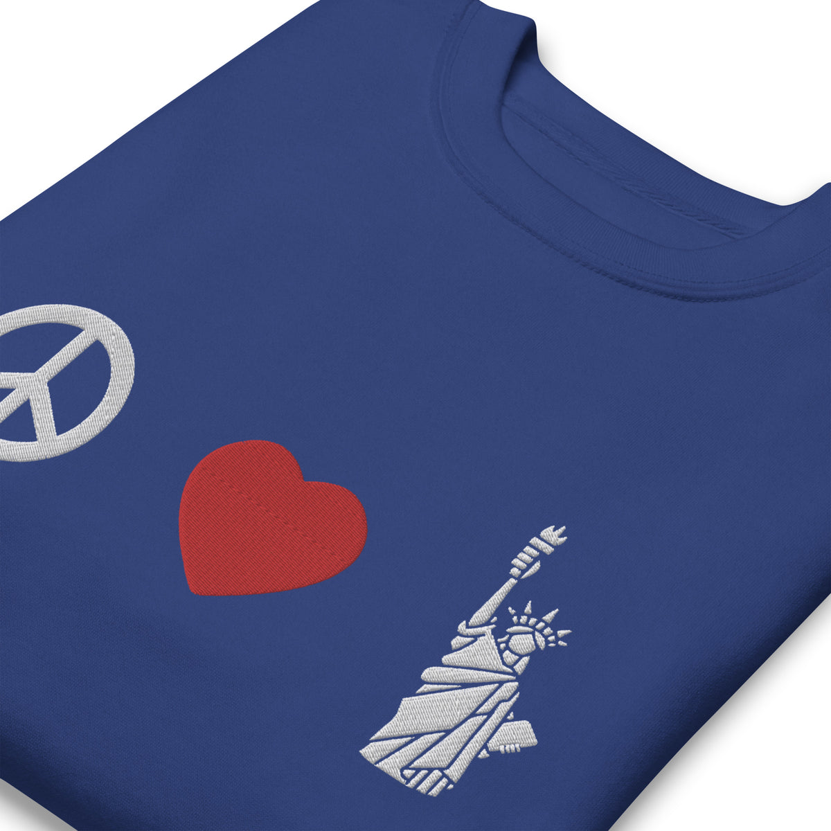 Peace Love Liberty Embroidered Crewneck Sweatshirt