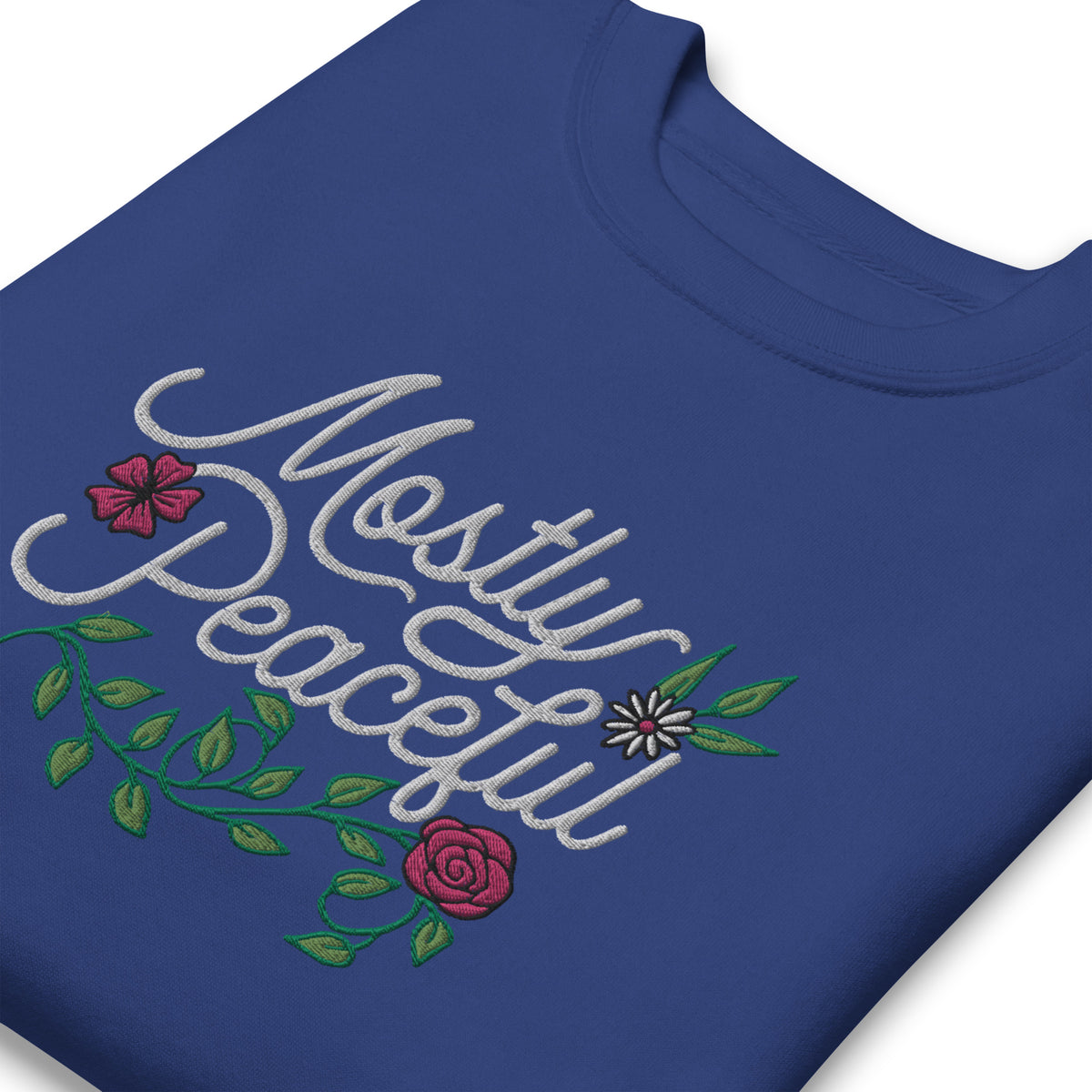 Mostly Peaceful Embroidered Crewneck Sweatshirt