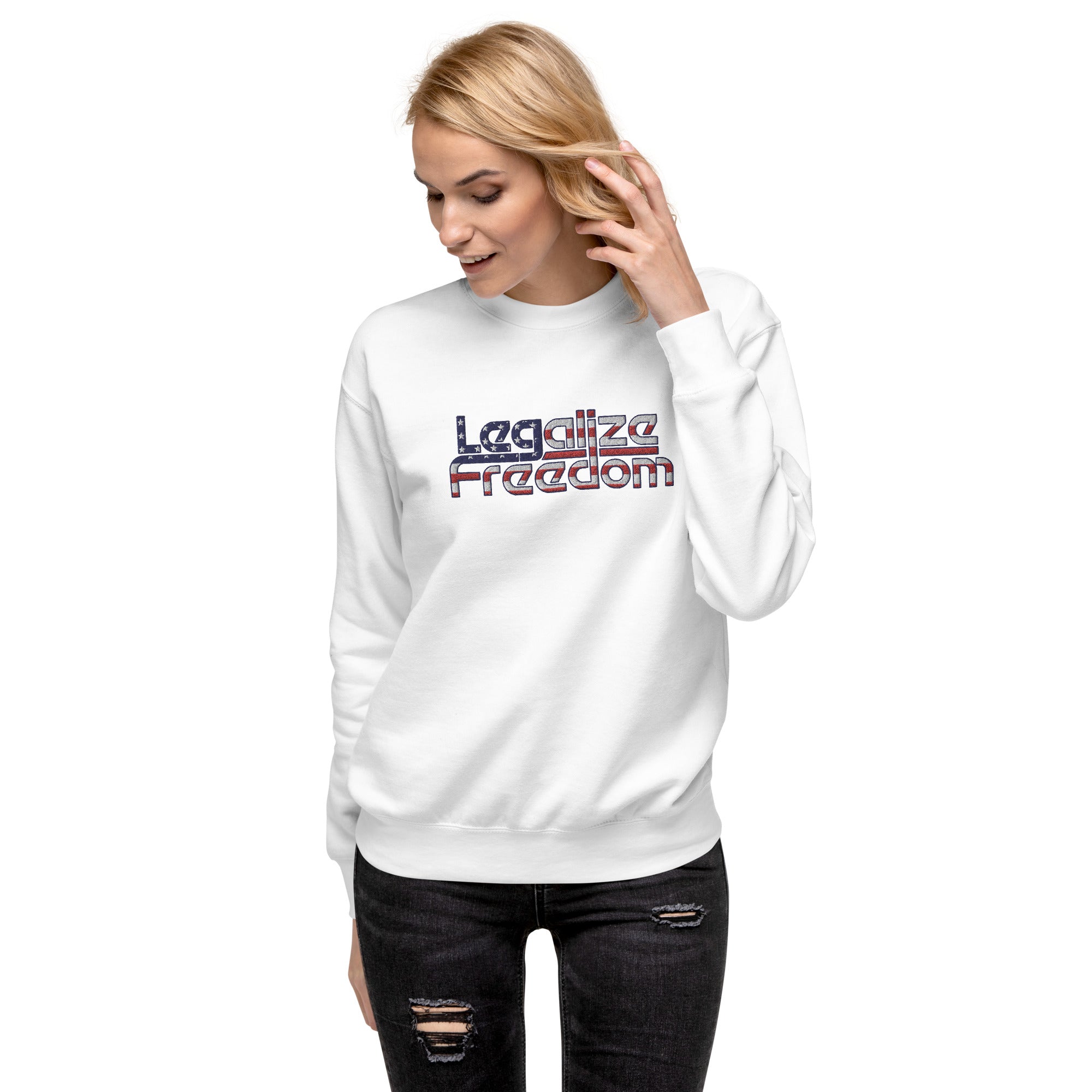 Legalize Freedom Embroidered Crewneck Sweatshirt