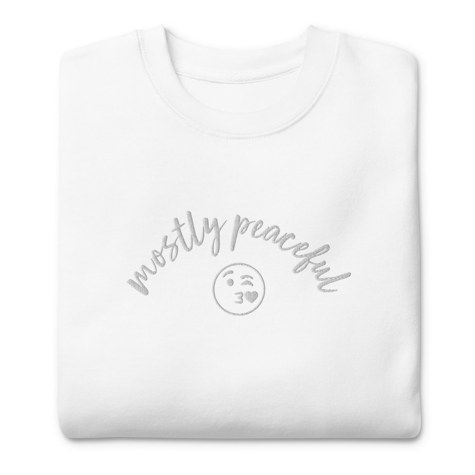 Mostly Peaceful Embroidered Crewneck Sweatshirt
