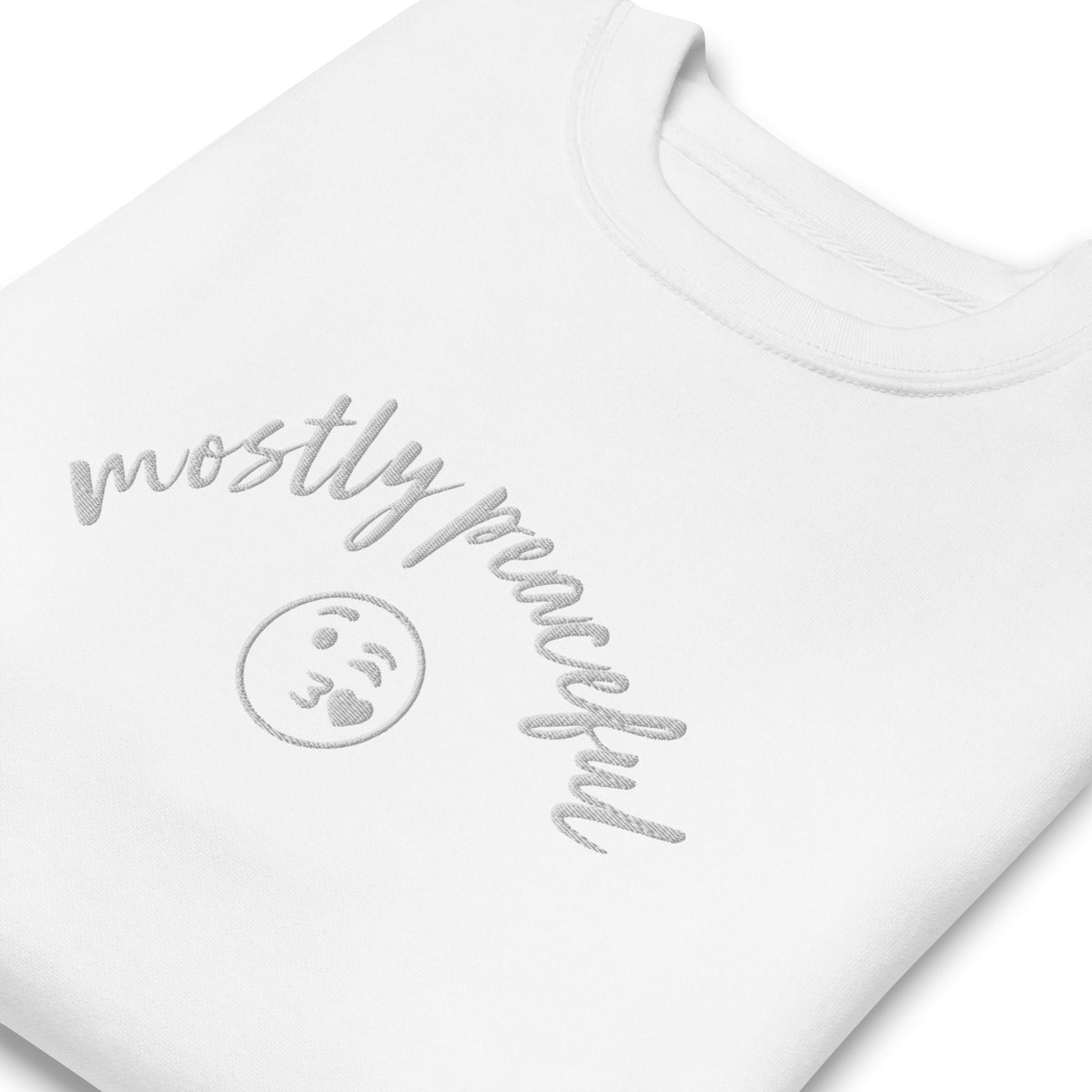 Mostly Peaceful Embroidered Crewneck Sweatshirt