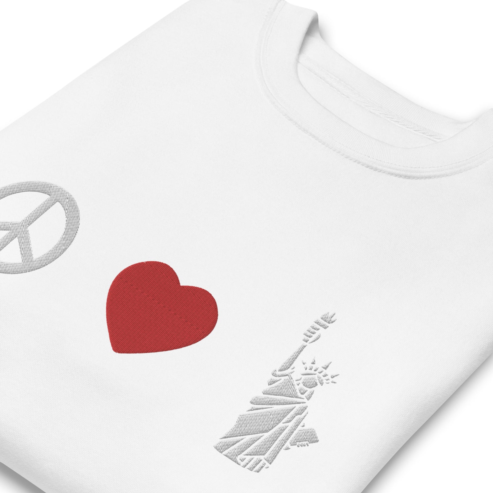 Peace Love Liberty Embroidered Crewneck Sweatshirt