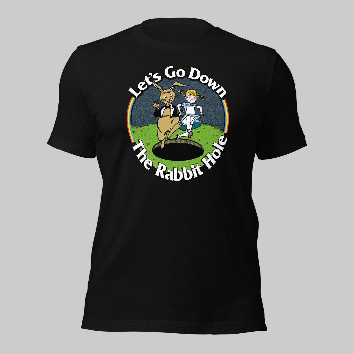 Black Let&#39;s Go Down the Rabbit Hole T-Shirt by Liberty Maniacs