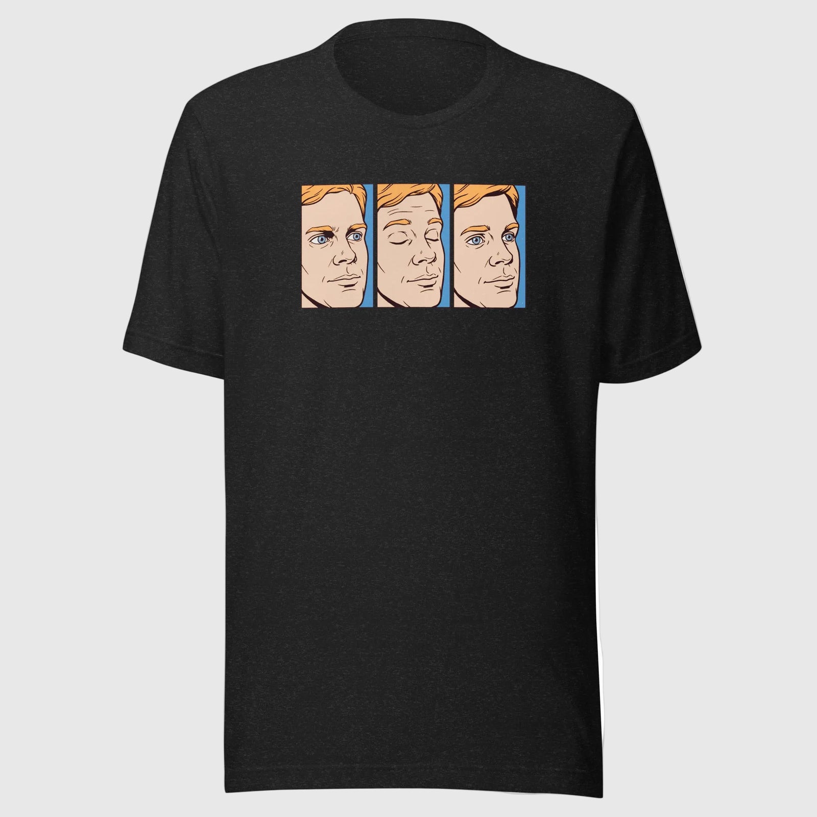 Blinking White Guy T-Shirt in Black Heather front view