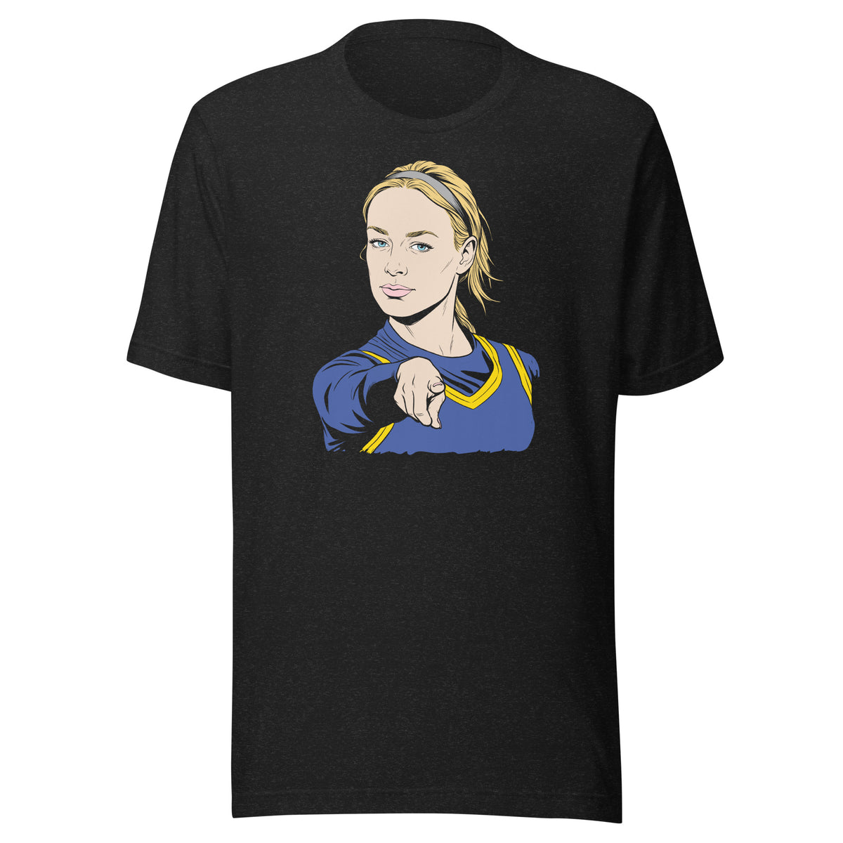 Sophie's Point basketball parody t-shirt in Black Heather with original pointing gesture artwork by Liberty Maniacs
