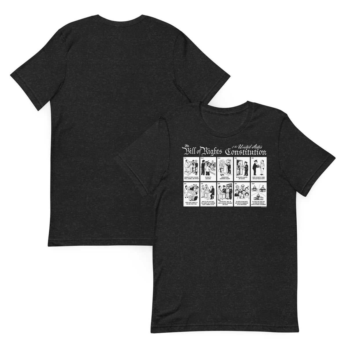 Black heather The Illustrated Bill of Rights Graphic Tee by Liberty Maniacs