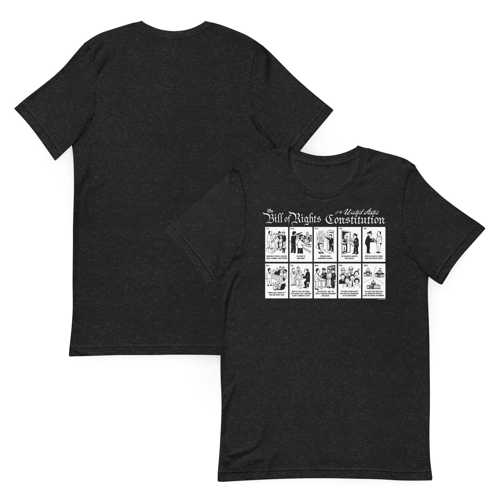 Black heather The Illustrated Bill of Rights Graphic Tee by Liberty Maniacs