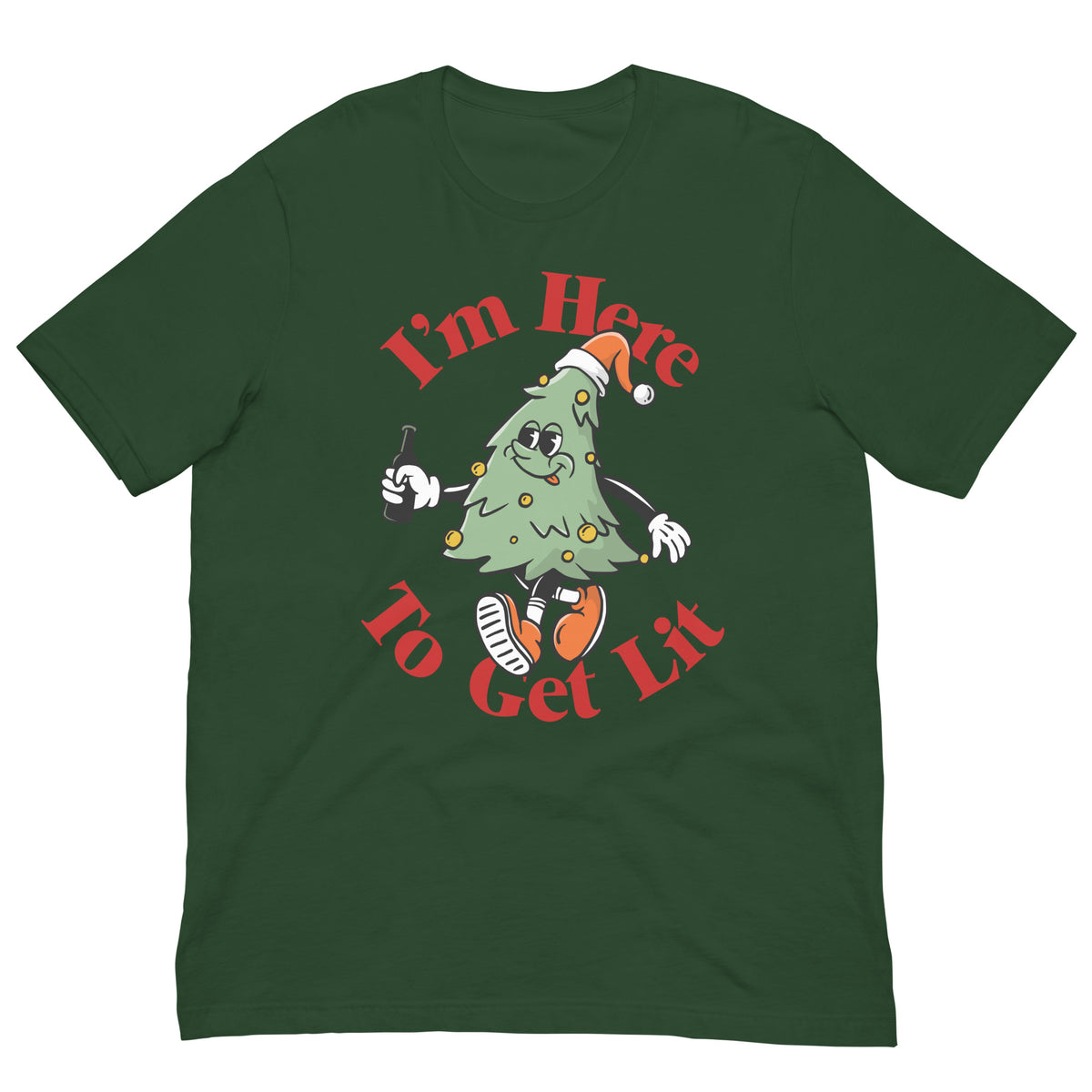I&#39;m Here to Get Lit Christmas Tree T-Shirt