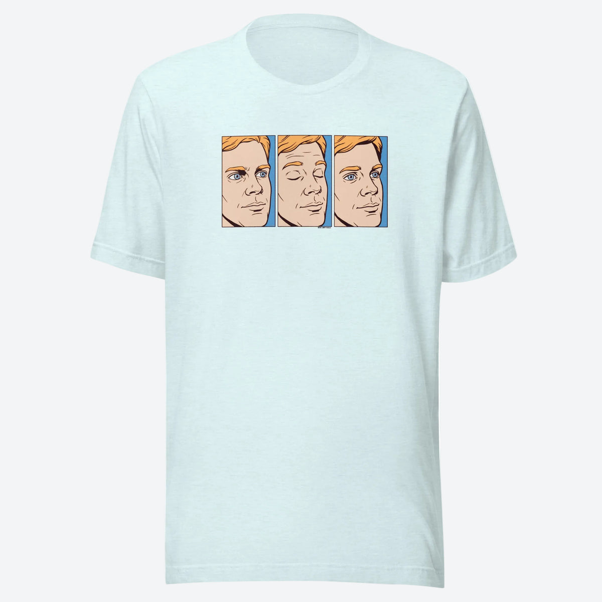 Blinking White Guy T-Shirt in Heather Ice Blue front view