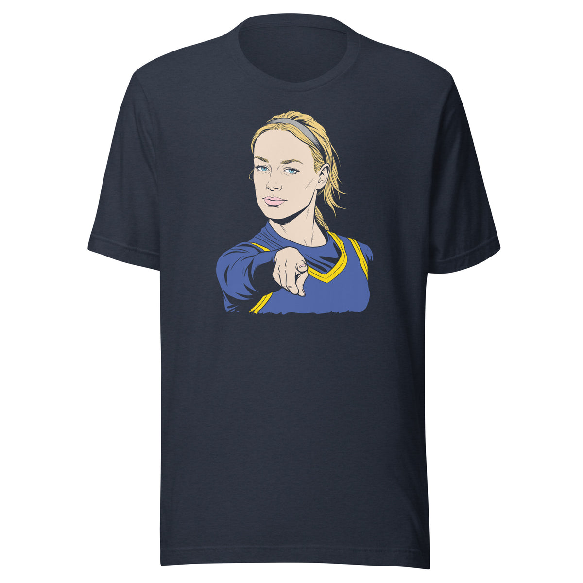 Sophie's Point T-Shirt in Heather Navy featuring original Sophie Cunningham fan art by Liberty Maniacs