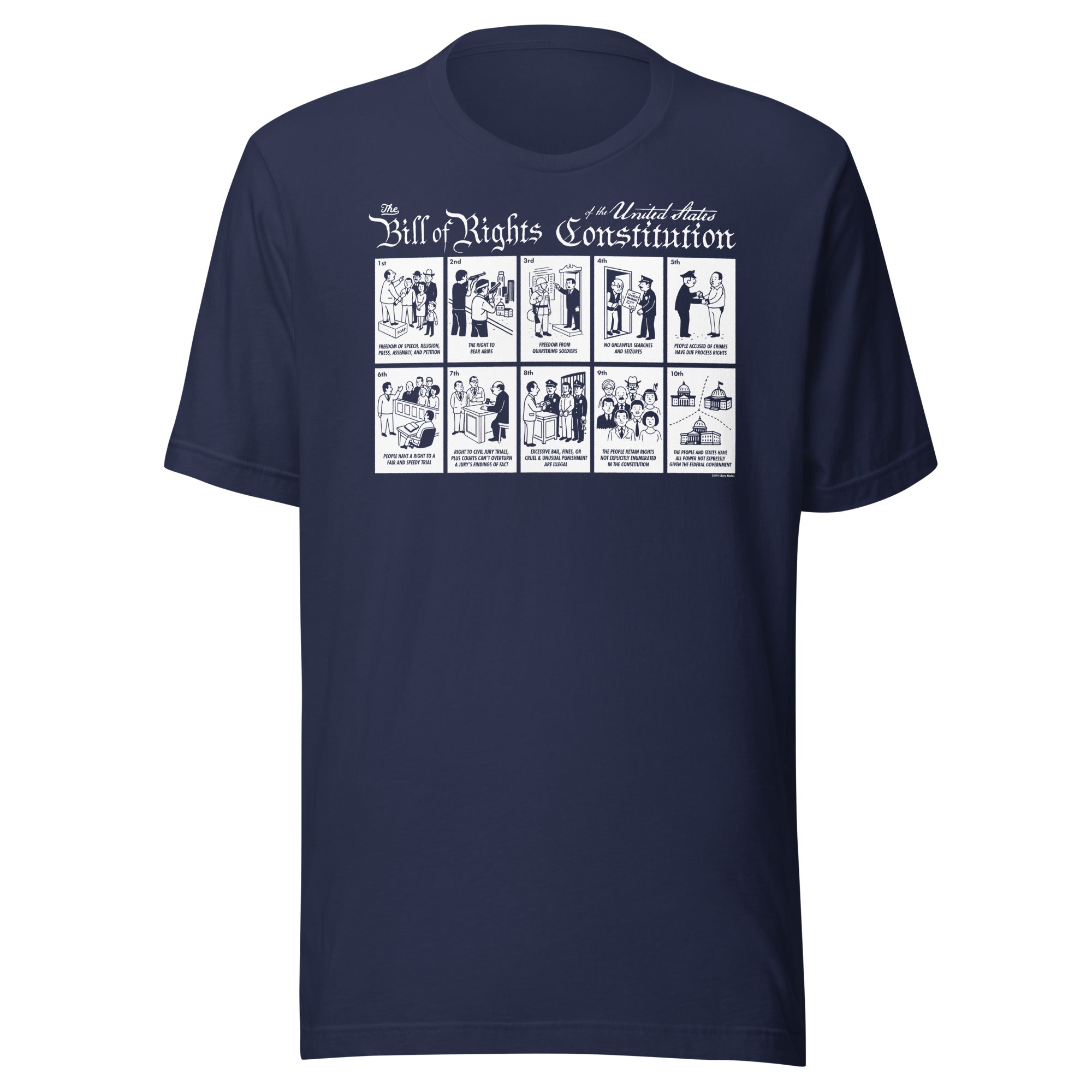 Navy Blue The Illustrated Bill of Rights Graphic Tee by Liberty Maniacs