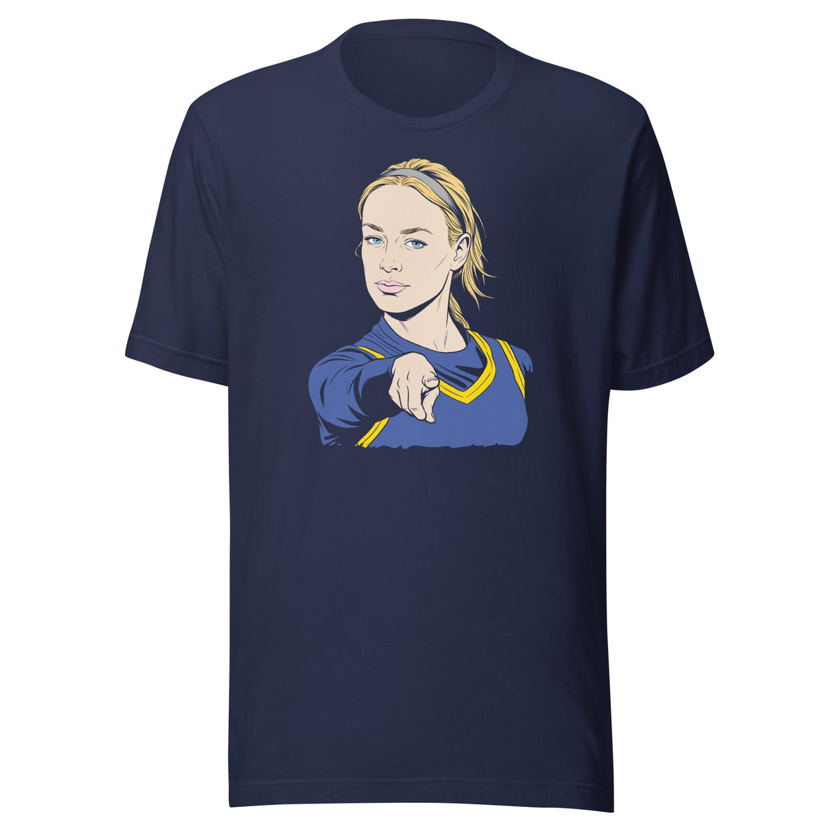 Sophie's Point T-Shirt in Navy featuring an original Sophie Cunningham basketball illustration by Liberty Maniacs