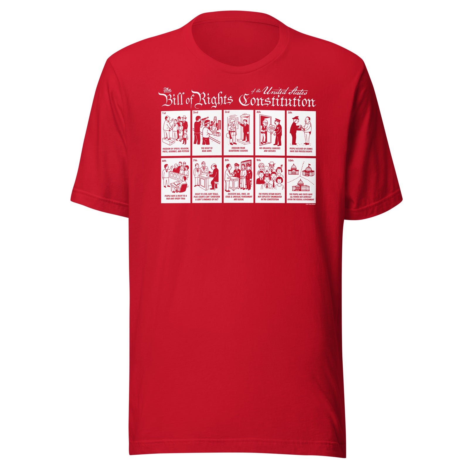 Red The Illustrated Bill of Rights Graphic Tee by Liberty Maniacs
