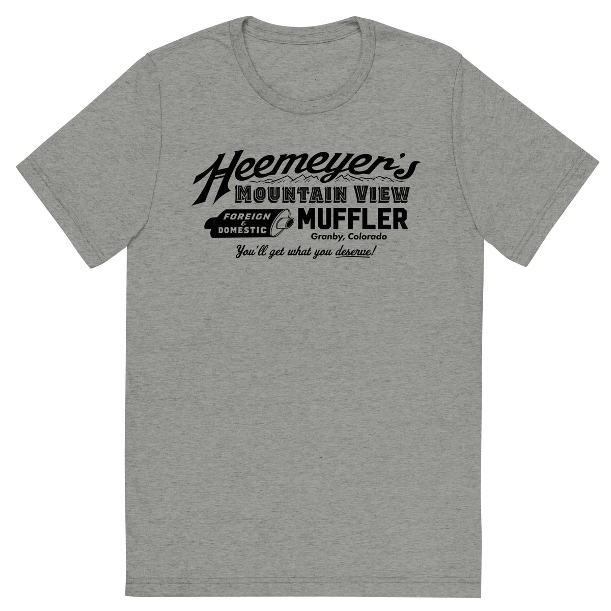 Heemeyer&#39;s Mountain View Muffler Tri-Blend T-Shirt