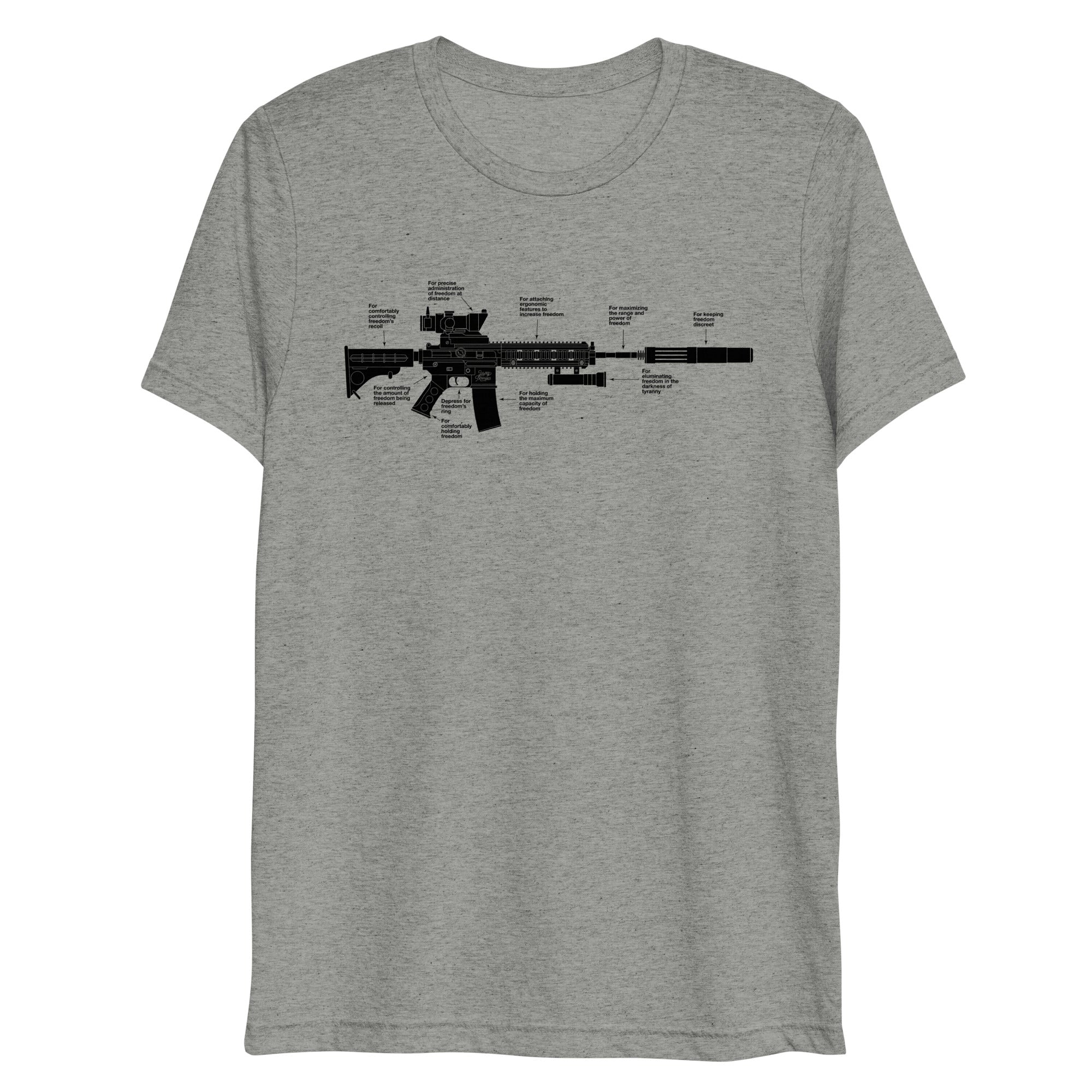 Components of Freedom Rifle Tri-Blend Shirt