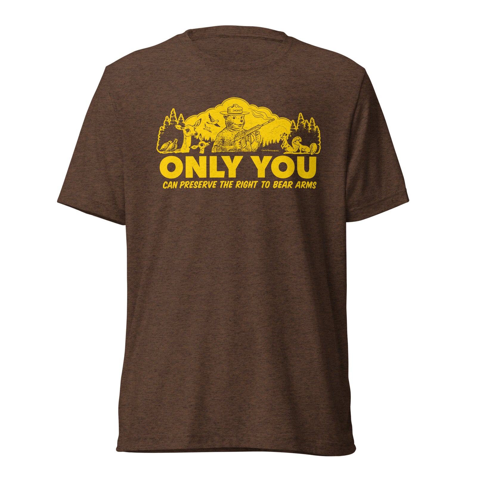 Only You Can Preserve the Right To Bear Arms Retro Smokey Tri-blend track shirt