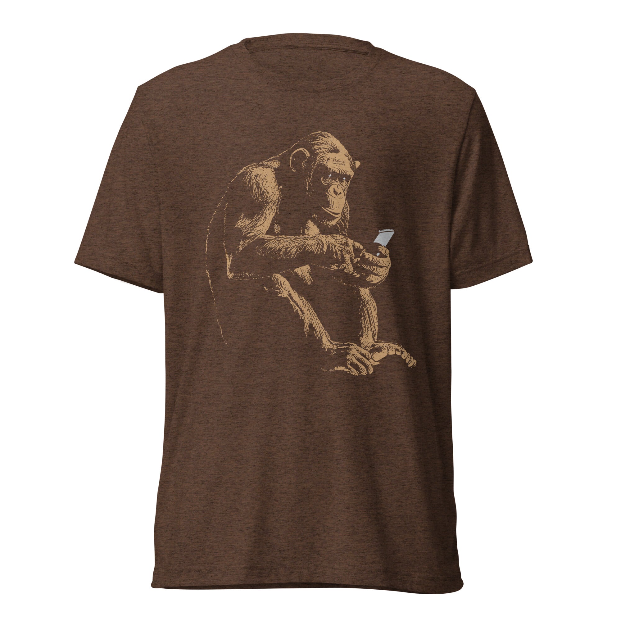 Chimpanzee on a Smartphone Tri-blend Track Shirt