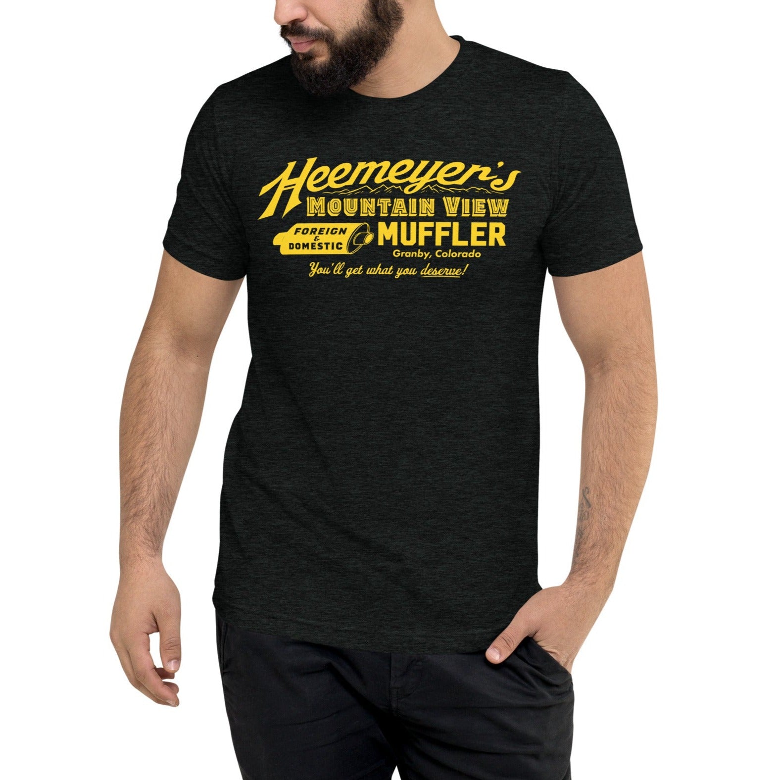 Heemeyer's Mountain View Muffler Tri-Blend T-Shirt
